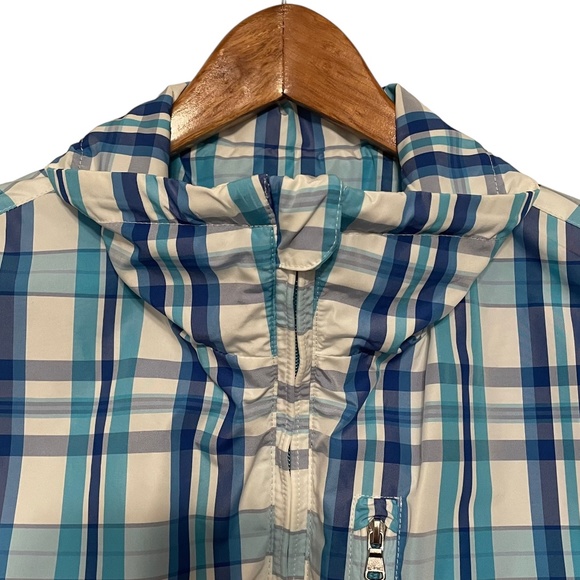 L-RL Ralph Lauren Active Petite Blue Plaid Windbreaker‎ Jacket Size S - Picture 2 of 11